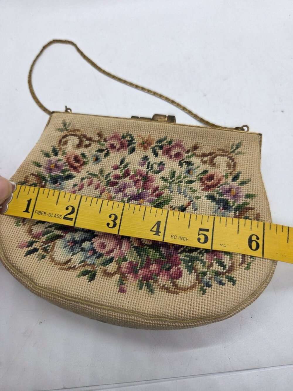 Antiq Jolle Original Floral Petie Point Needlepoint Clutch Purse Austria - Picture 3 of 9